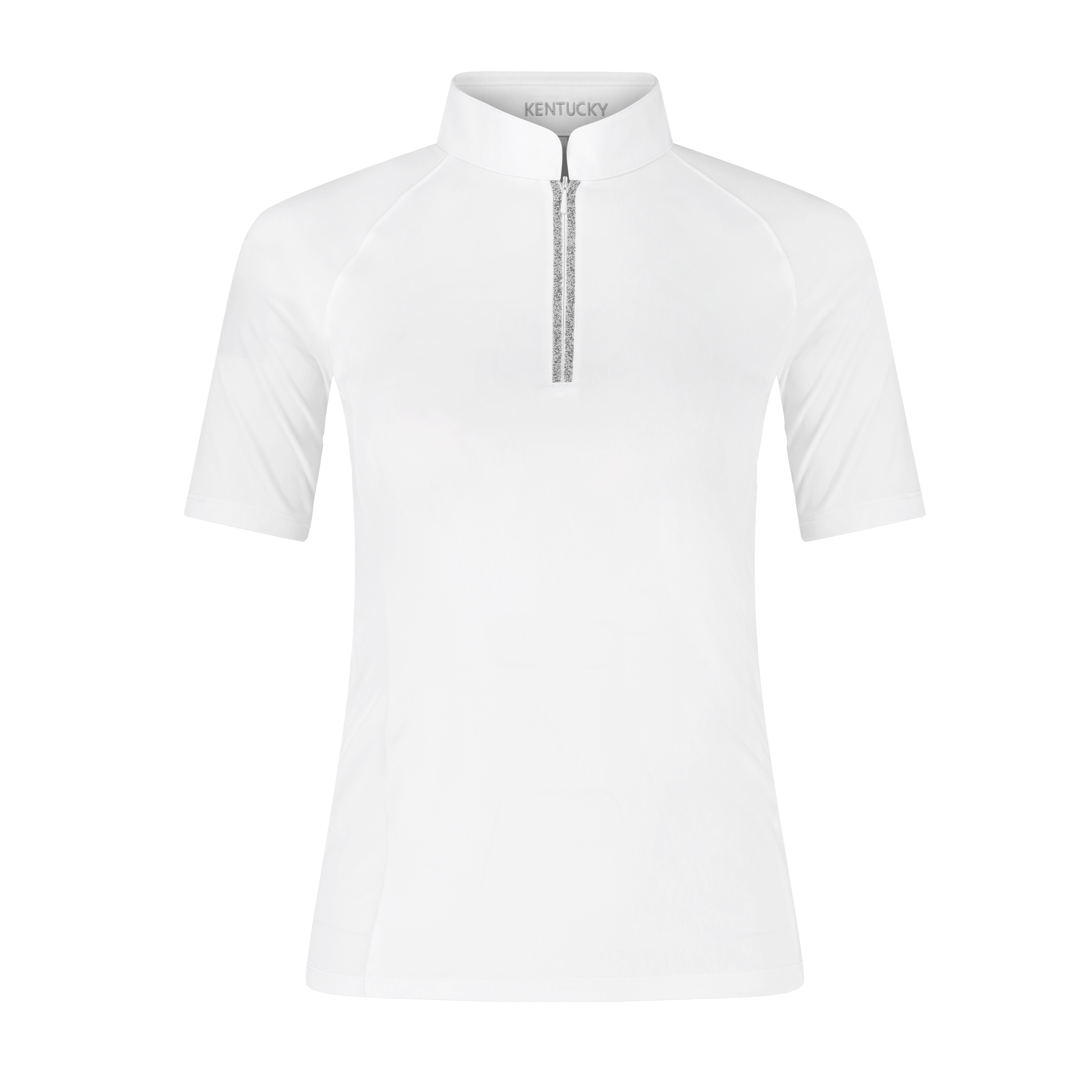 Turnier Bluse Damen Classic Mit Glitzer Reisverschluss Kurzarm