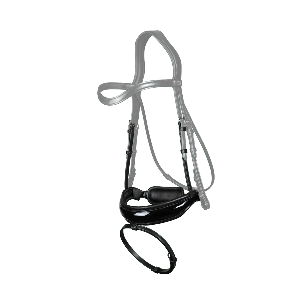 Breites schwedisches Reithalfter mit Sperrriemen Lack