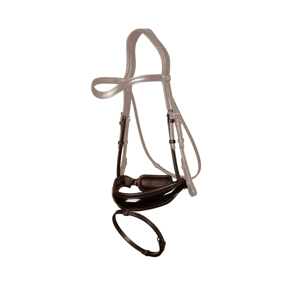 Breites schwedisches Reithalfter mit Sperrriemen Lack