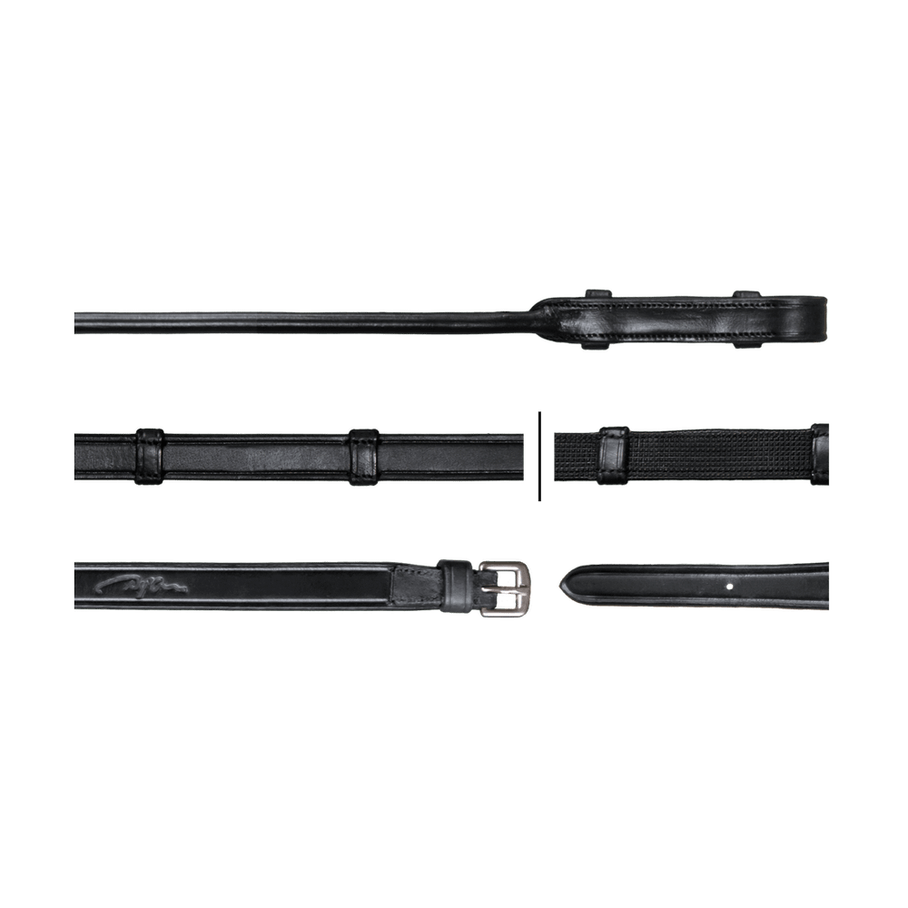 Lederzügel mit Gummi Innenseite mit 7 Lederstegen - Jagdzügel 5/8" 16 mm