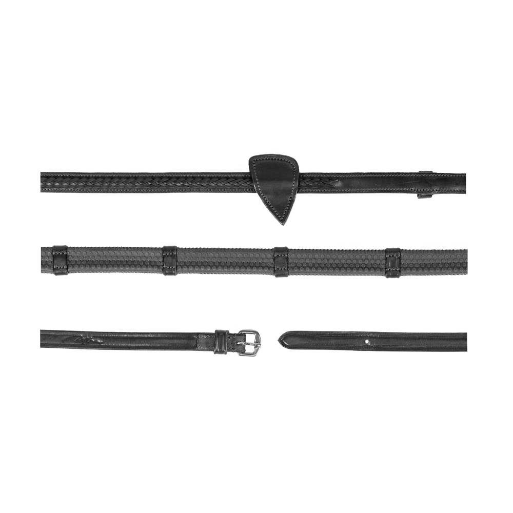 Geflochtene Gummizügel mit 7 Lederstegen 1/2" 13 mm