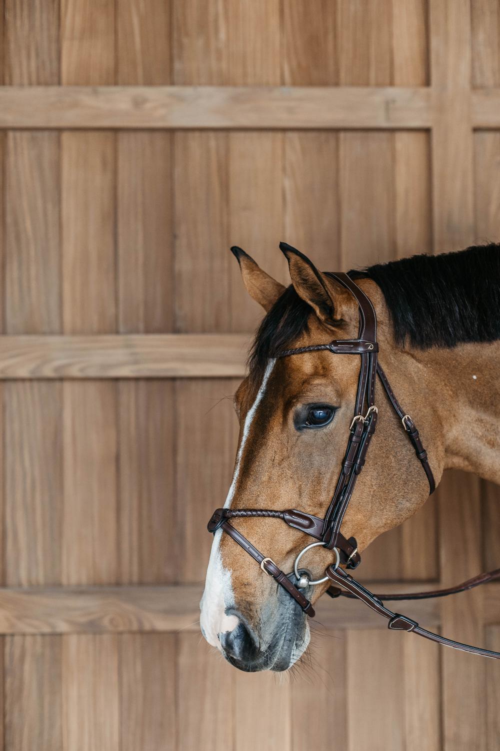 Rund geflochtene Trense mit abnehmbarem Sperriemen