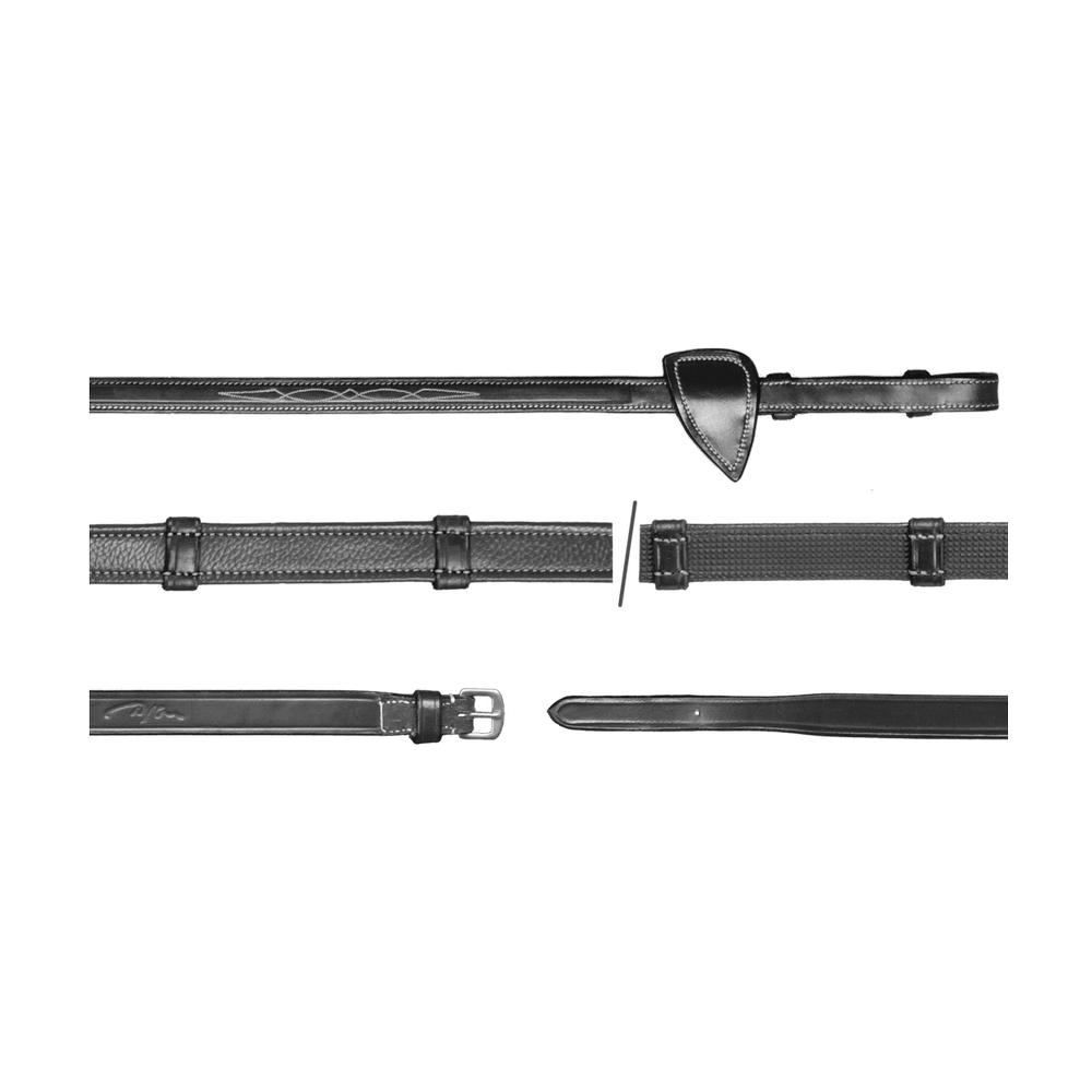 Lederzügel mit gummierter Innenseite und 7 Lederstegen Jagdzügel 5/8" 16mm