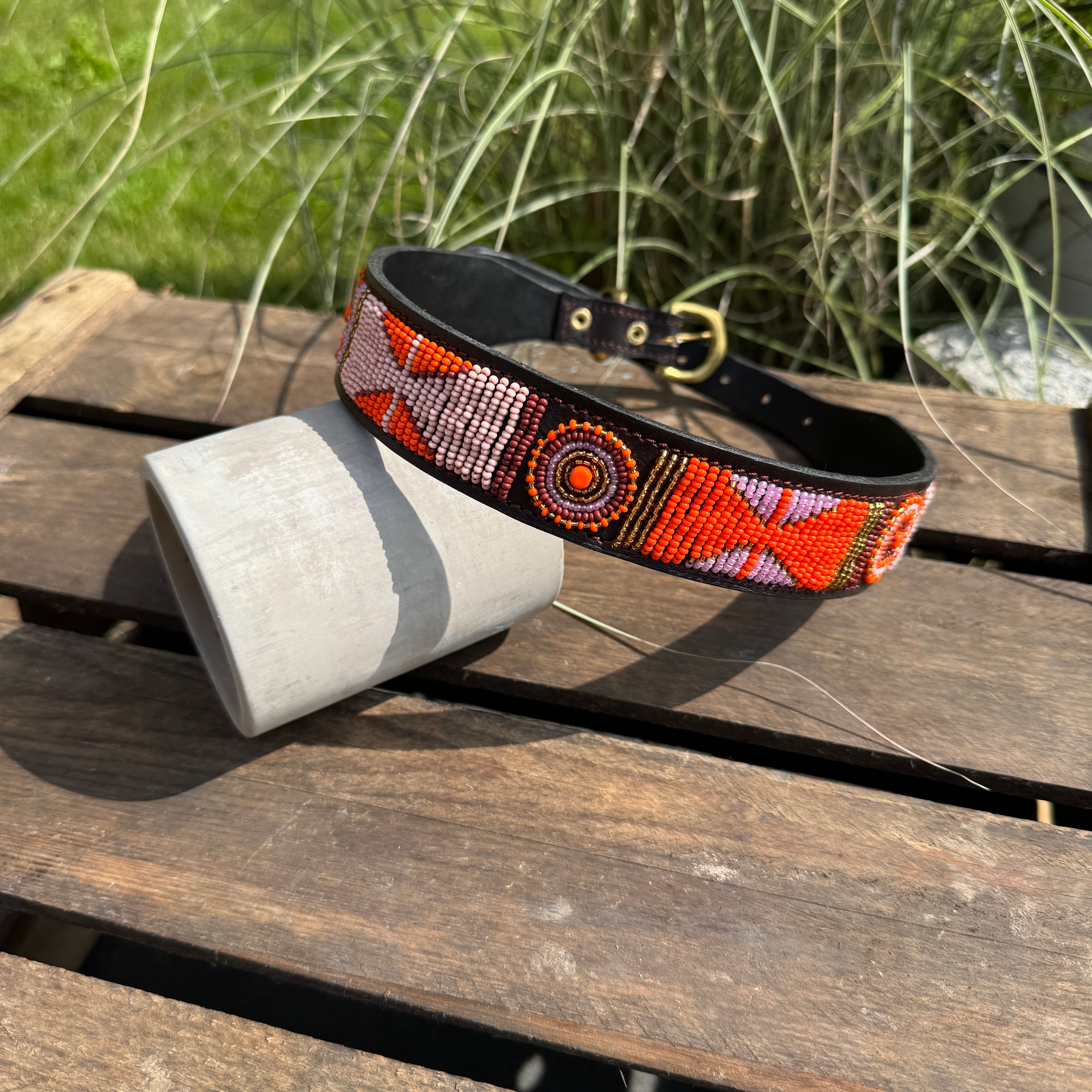 Hundehalsband GRÖßE XL Perlen Maasai Kollektion