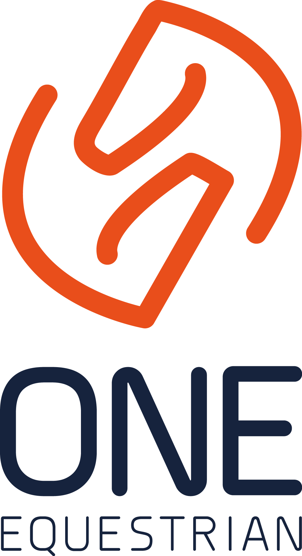 ONE EQUESTRIAN LOGO Zwei Pferdeköpfe ineinander orange