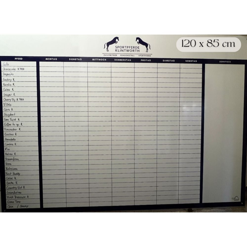 individuelle Stalltafel / Whiteboard / Futterplan mit Logo