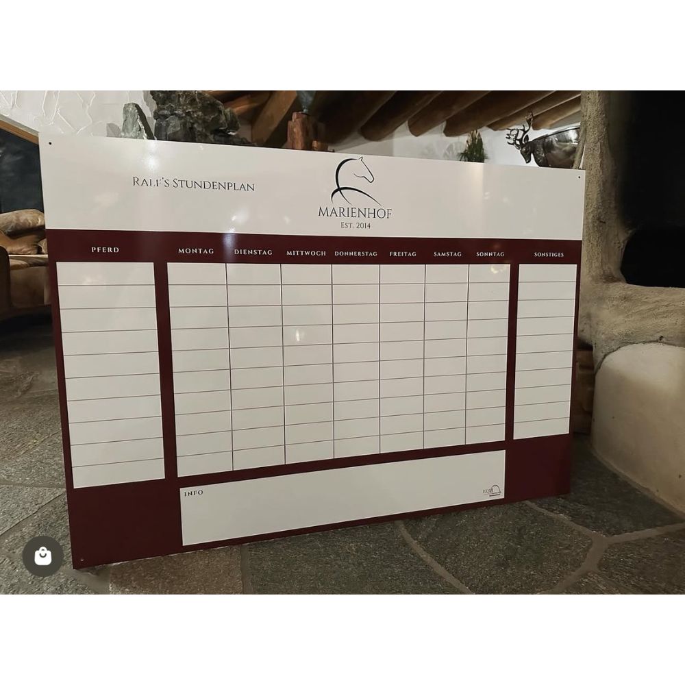 individuelle Stalltafel / Whiteboard / Futterplan mit Logo