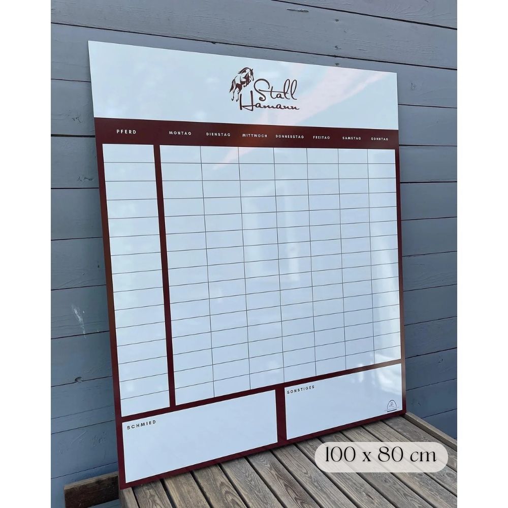 individuelle Stalltafel / Whiteboard / Futterplan mit Logo
