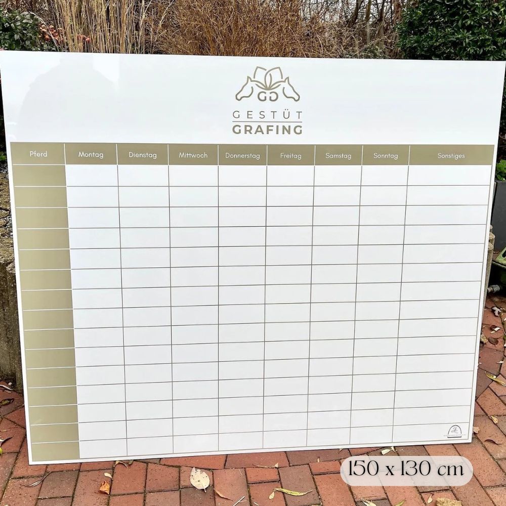 individuelle Stalltafel / Whiteboard / Futterplan mit Logo
