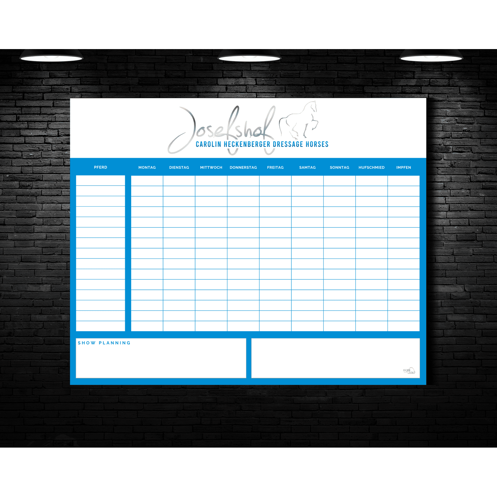 individuelle Stalltafel / Whiteboard / Futterplan mit Logo