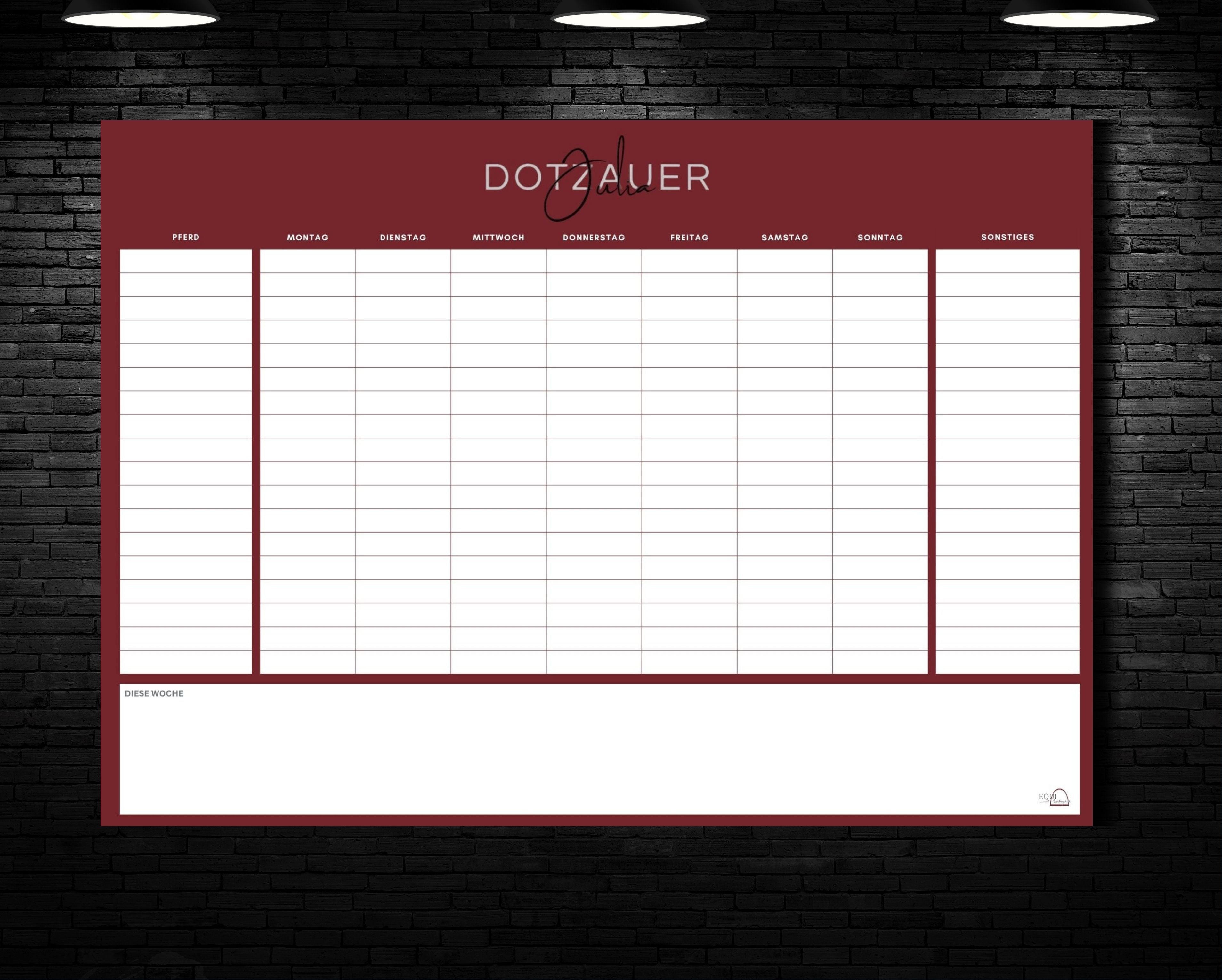 individuelle Stalltafel / Whiteboard / Futterplan mit Logo