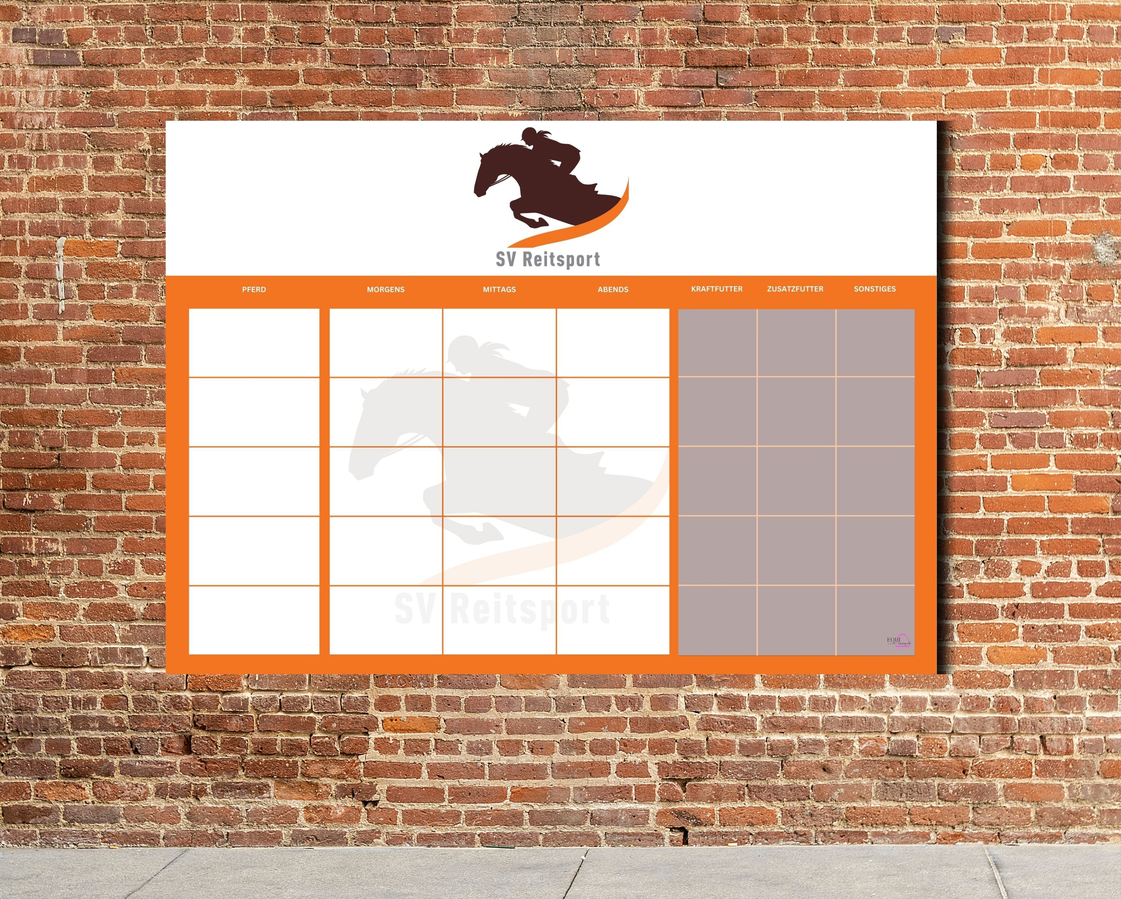 individuelle Stalltafel / Whiteboard / Futterplan mit Logo