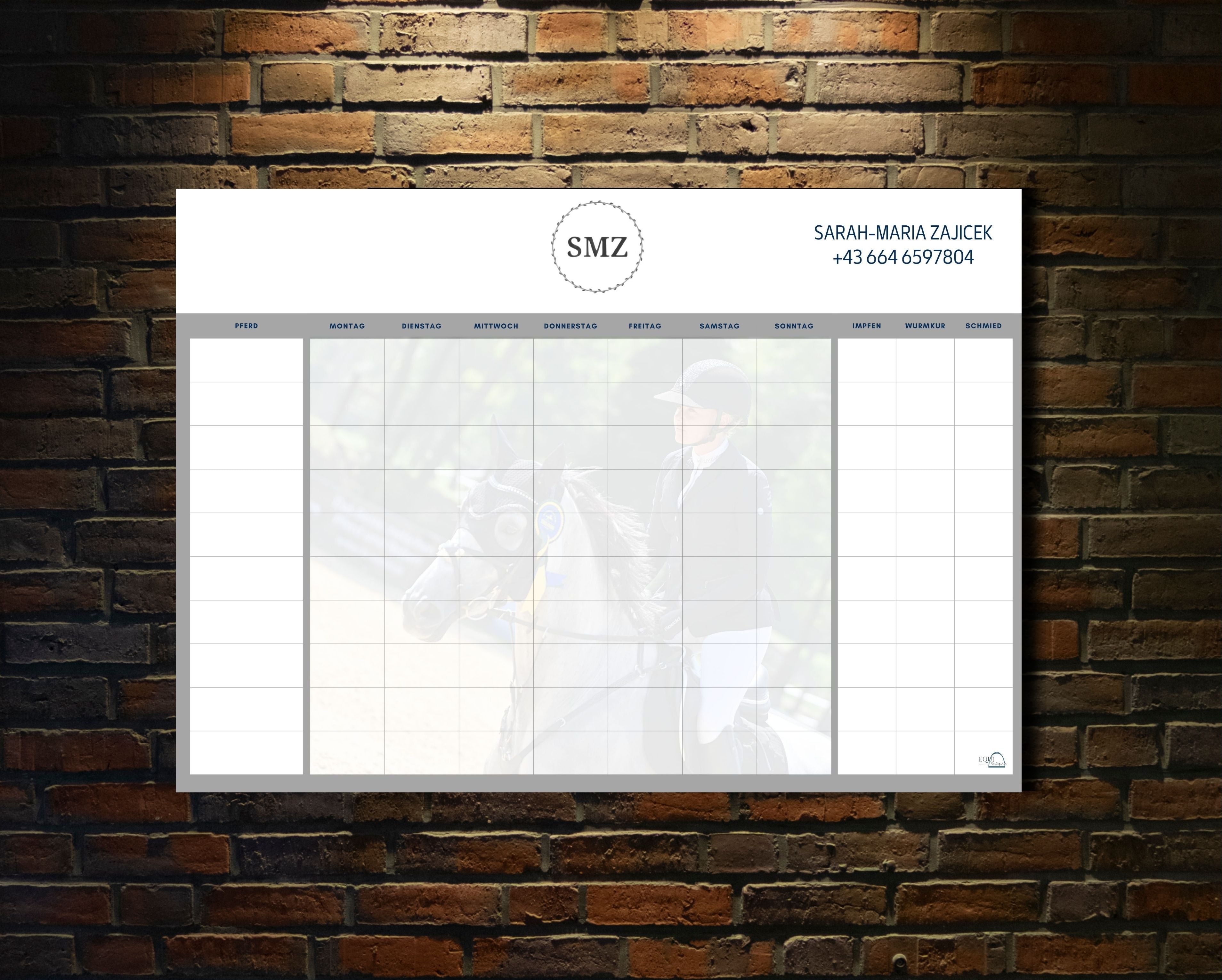 individuelle Stalltafel / Whiteboard / Futterplan mit Logo