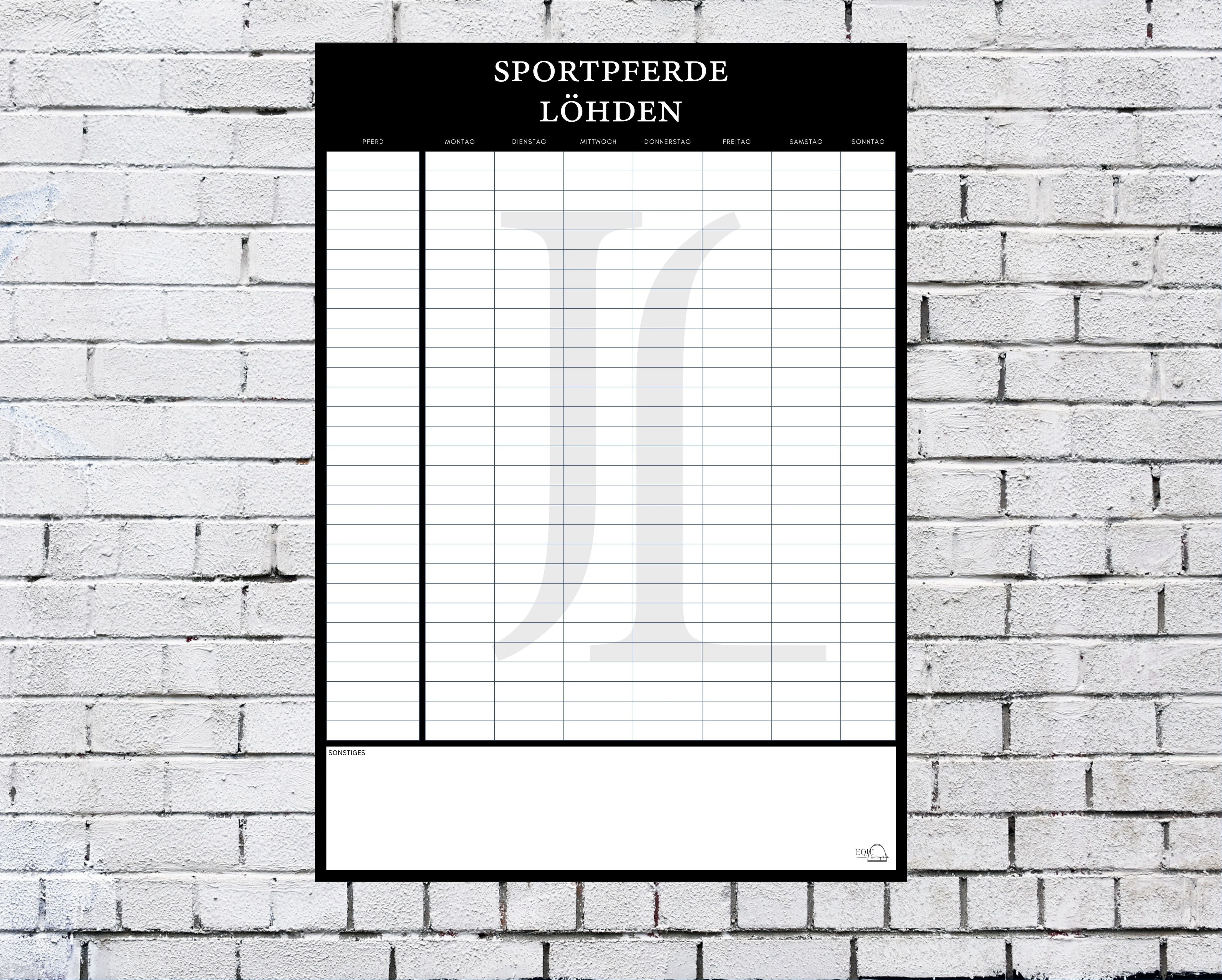 individuelle Stalltafel / Whiteboard / Futterplan mit Logo