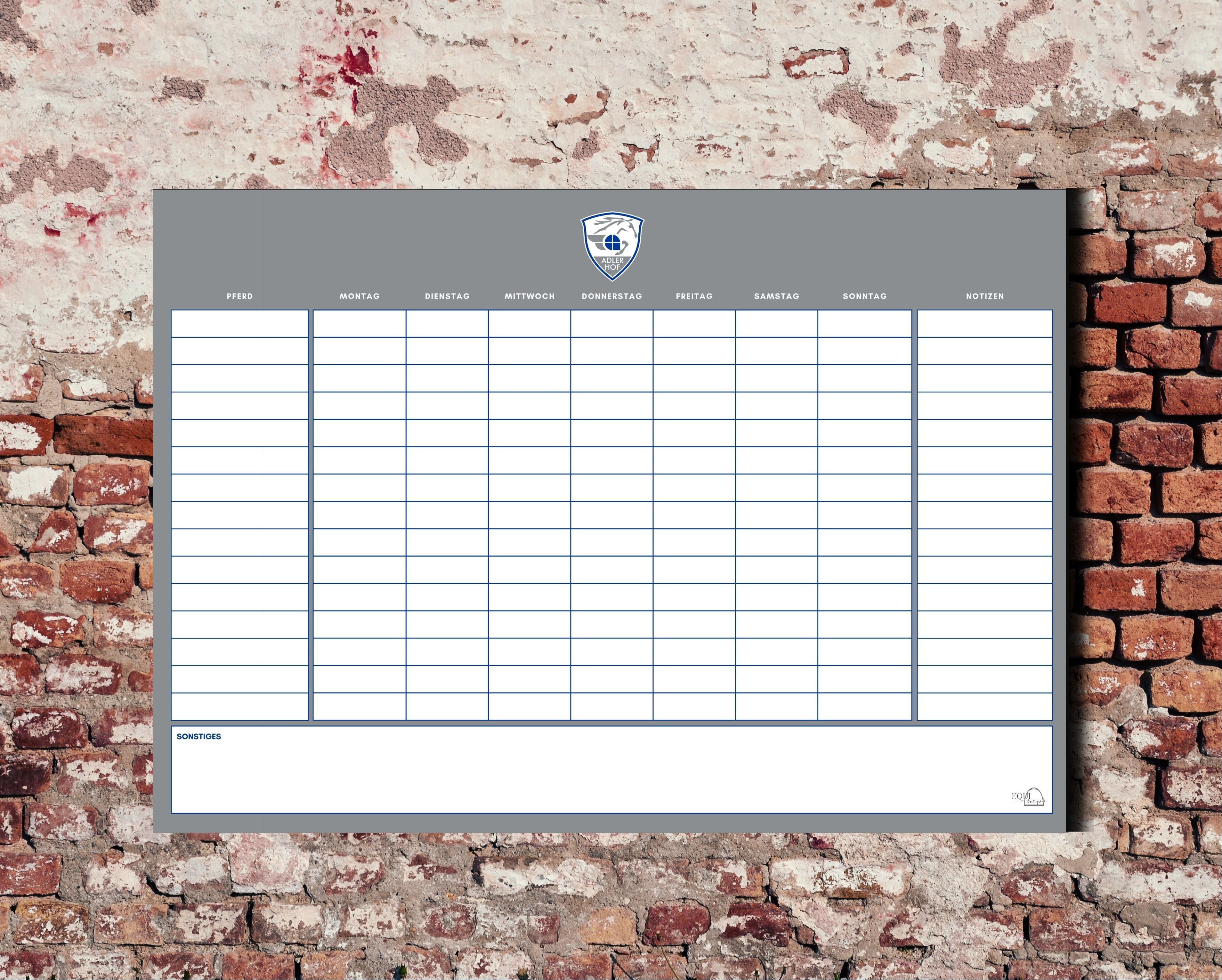 individuelle Stalltafel / Whiteboard / Futterplan mit Logo
