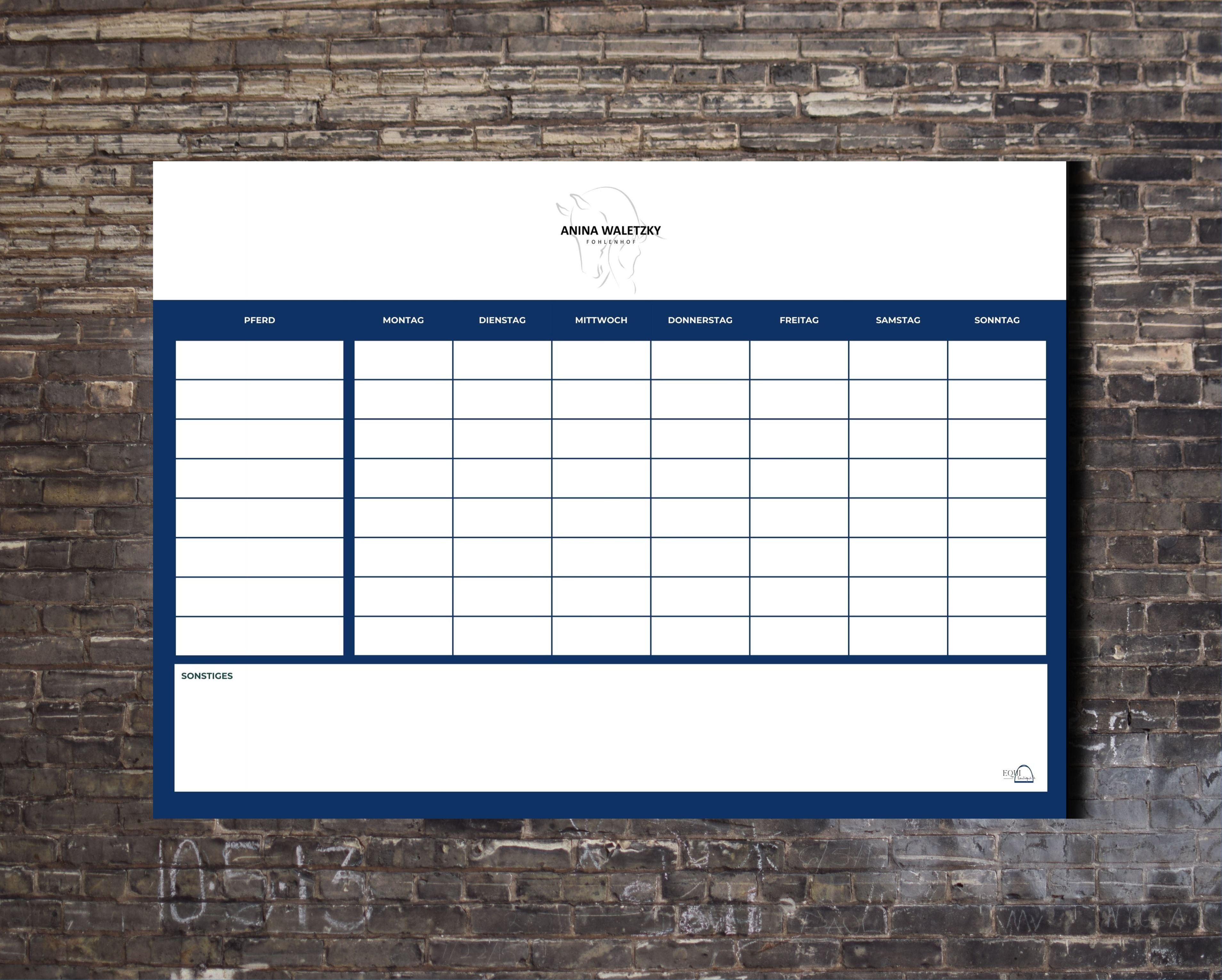 individuelle Stalltafel / Whiteboard / Futterplan mit Logo