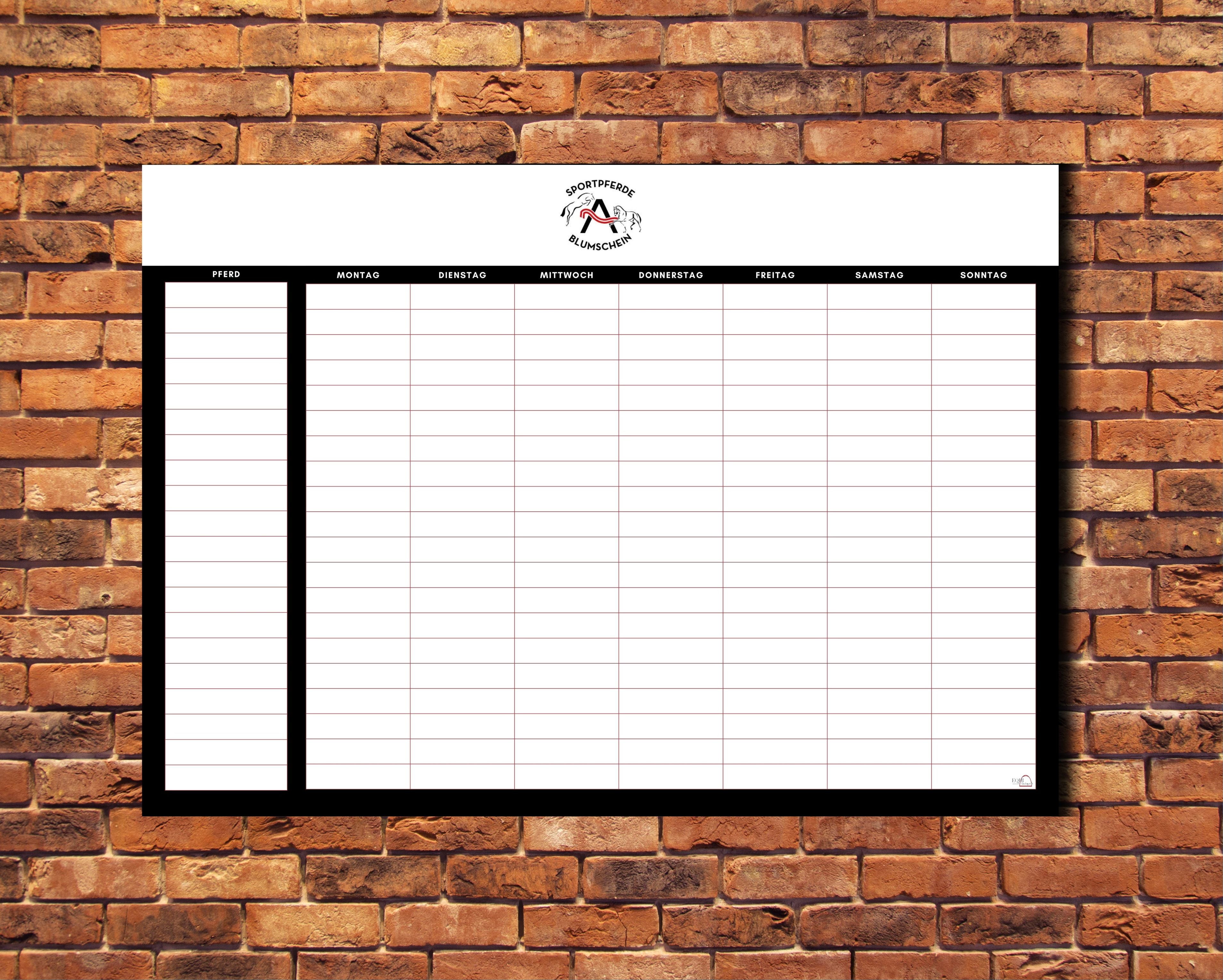 individuelle Stalltafel / Whiteboard / Futterplan mit Logo