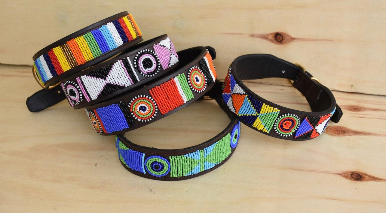 Hundehalsband Perlen Maasai Kollektion alle Designs