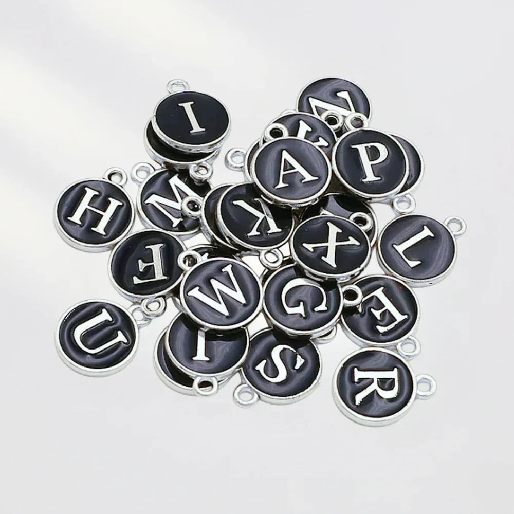 SERIFEN BUCHSTABEN Charm - schwarz silber