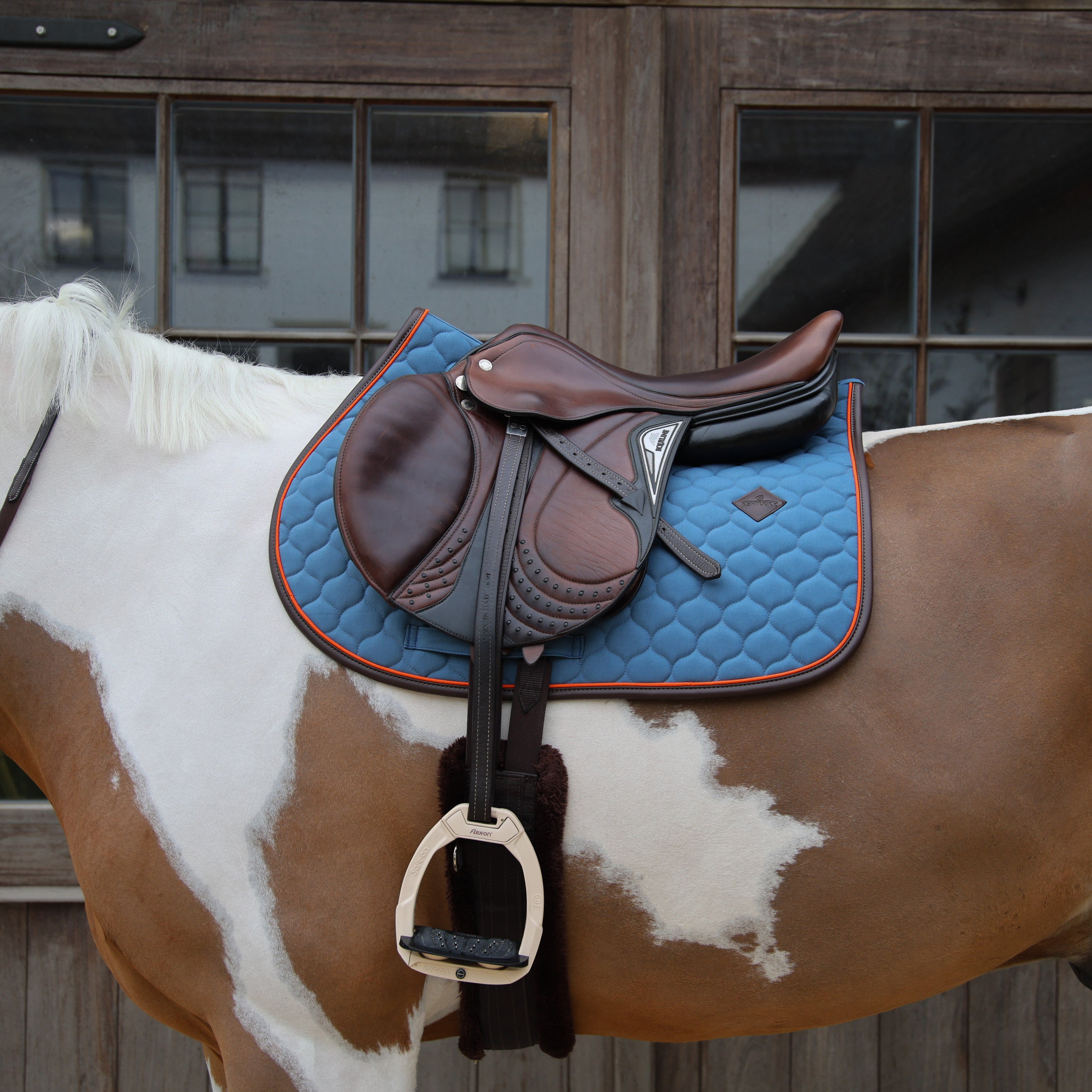 Sattelpad Onion Steppung Leder Neon