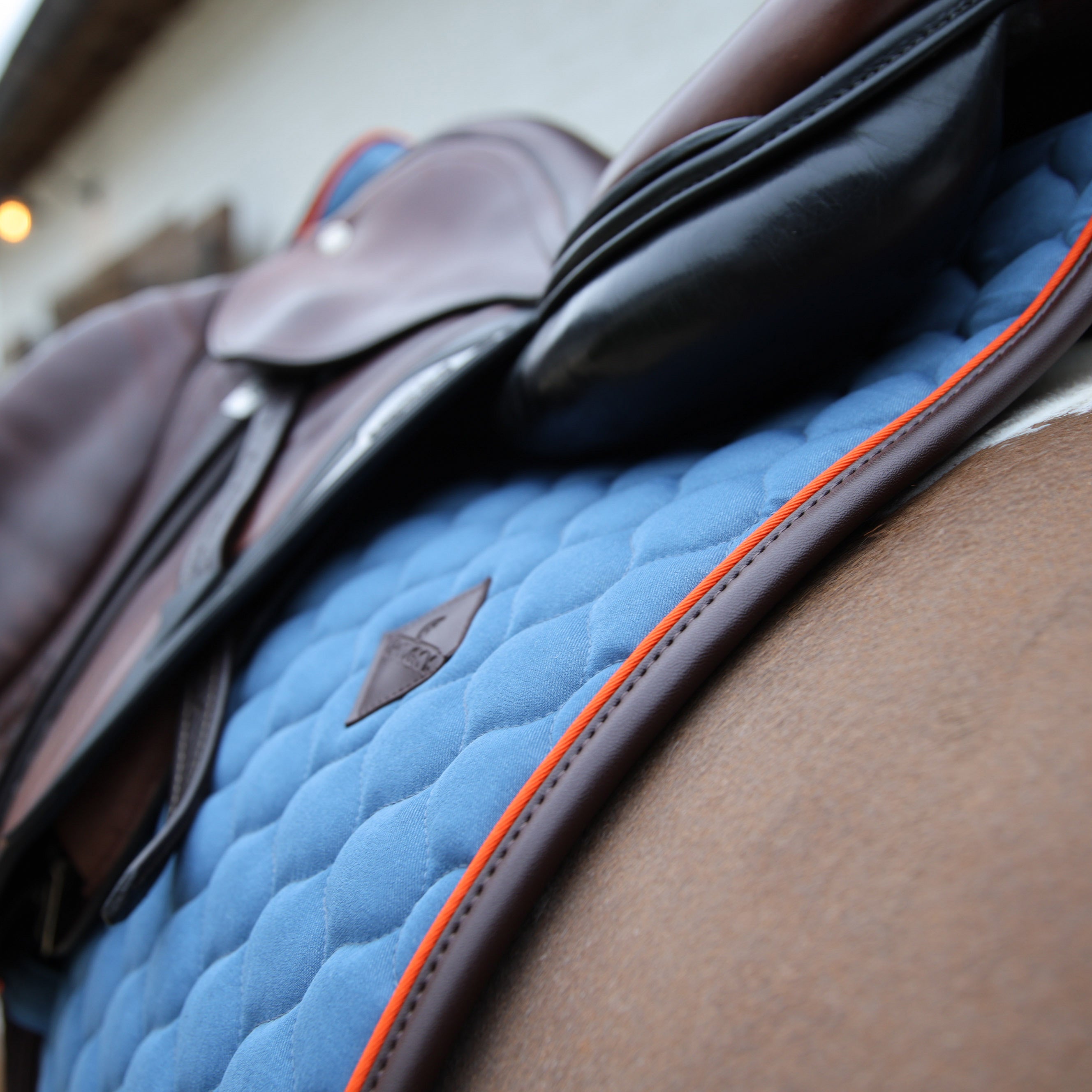 Sattelpad Onion Steppung Leder Neon