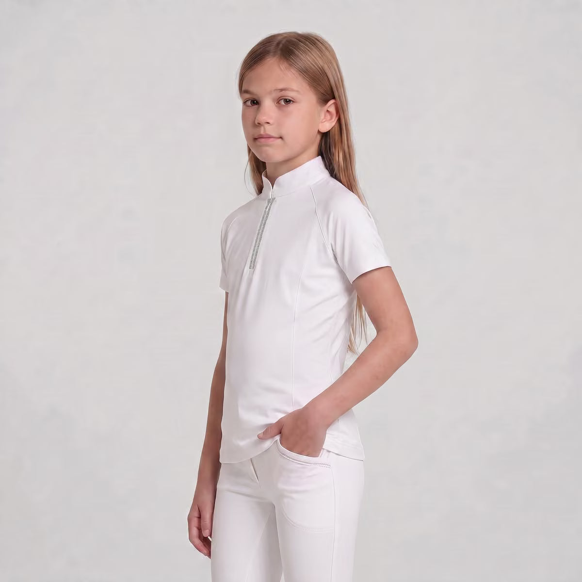Turniershirt Mädchen Classic Kurzarm Mit Glitzerreissverschluss