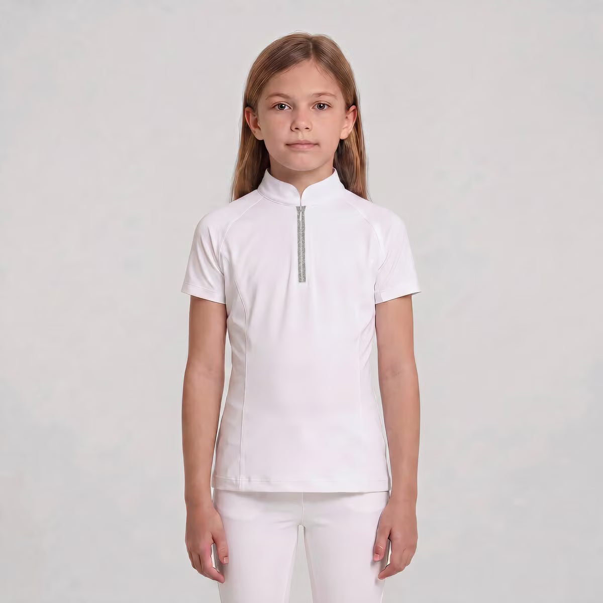Turniershirt Mädchen Classic Kurzarm Mit Glitzerreissverschluss