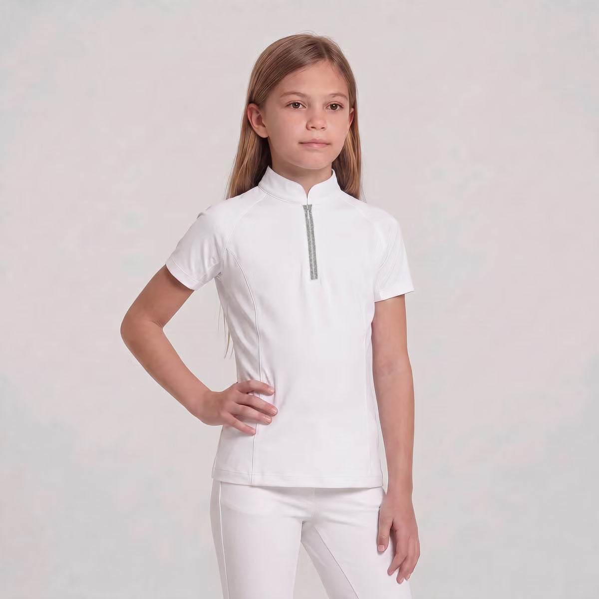 Turniershirt Mädchen Classic Kurzarm Mit Glitzerreissverschluss
