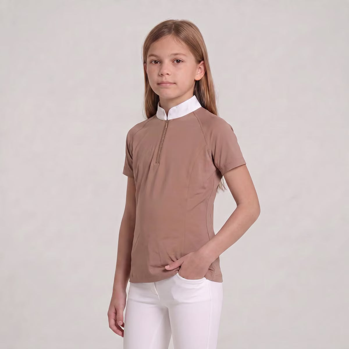 Turniershirt Mädchen Classic Kurzarm Mit Glitzerreissverschluss