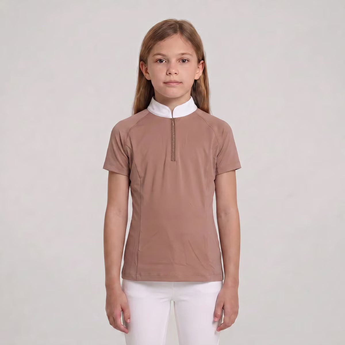 Turniershirt Mädchen Classic Kurzarm Mit Glitzerreissverschluss