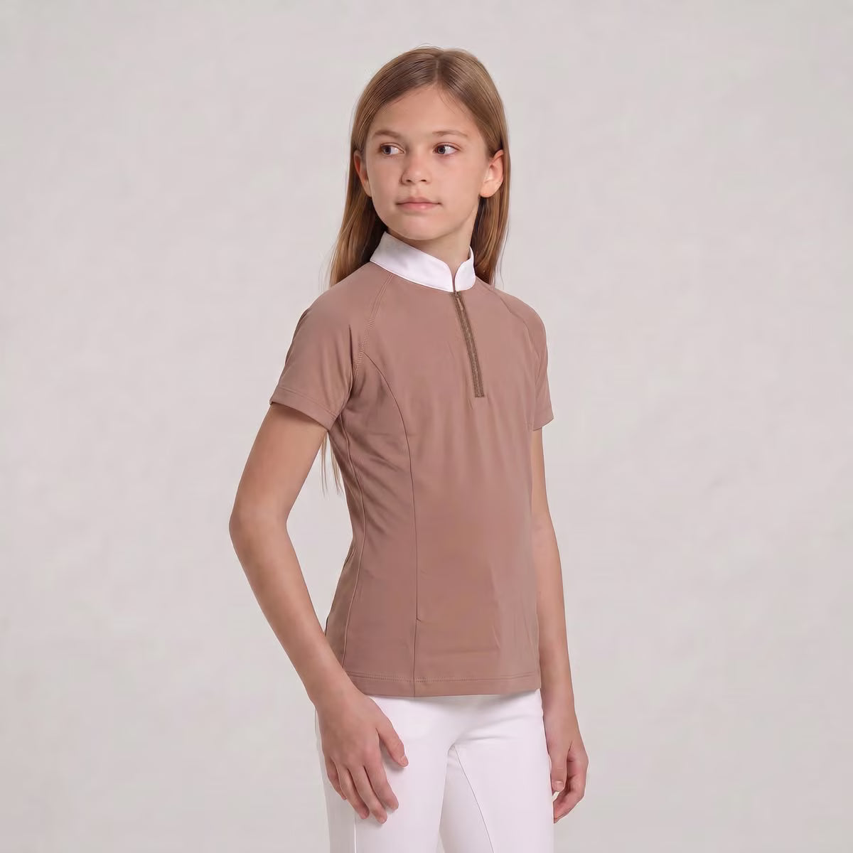 Turniershirt Mädchen Classic Kurzarm Mit Glitzerreissverschluss