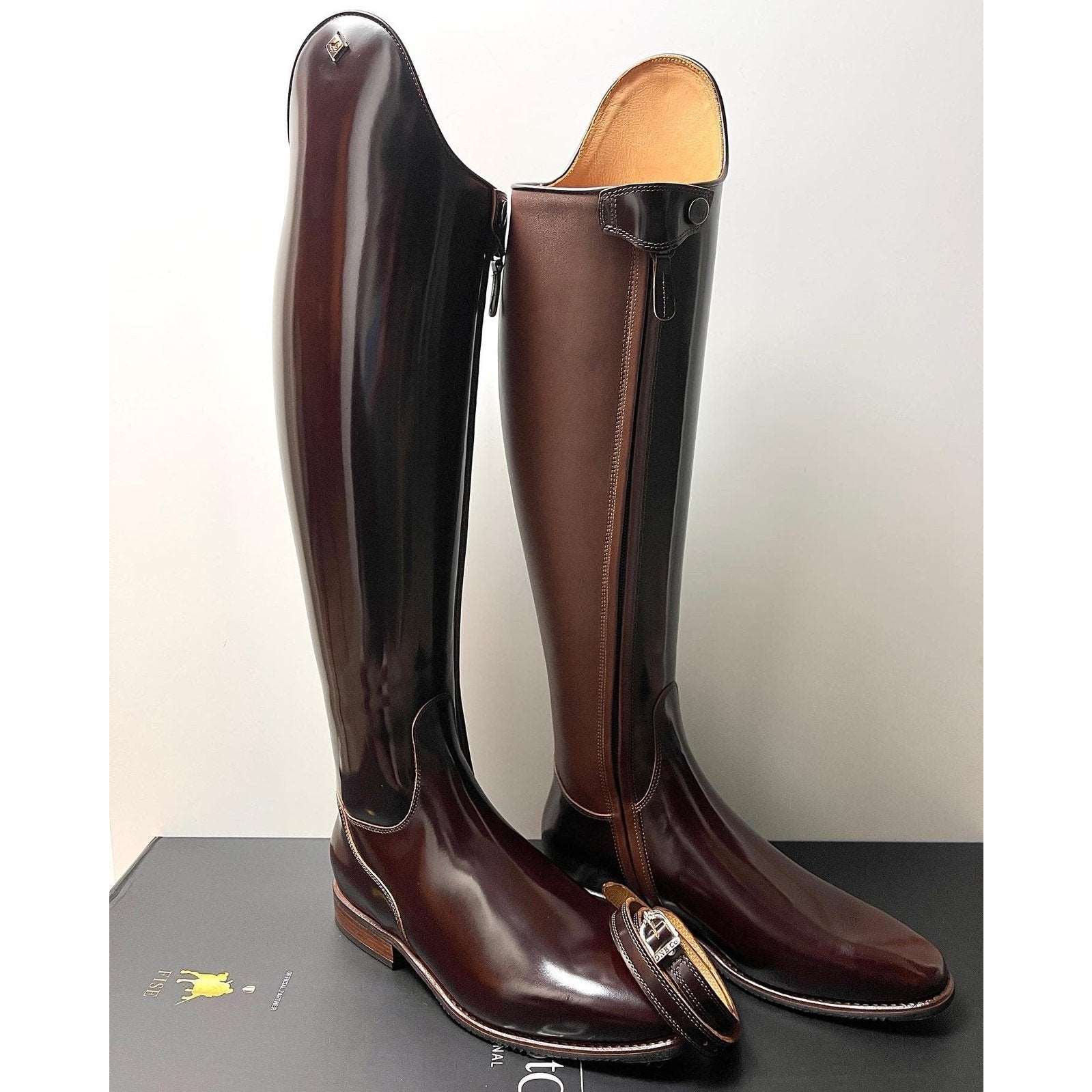 Deniro Bellini Dressurstiefel Lack Glitzer Braune Dressurstiefel