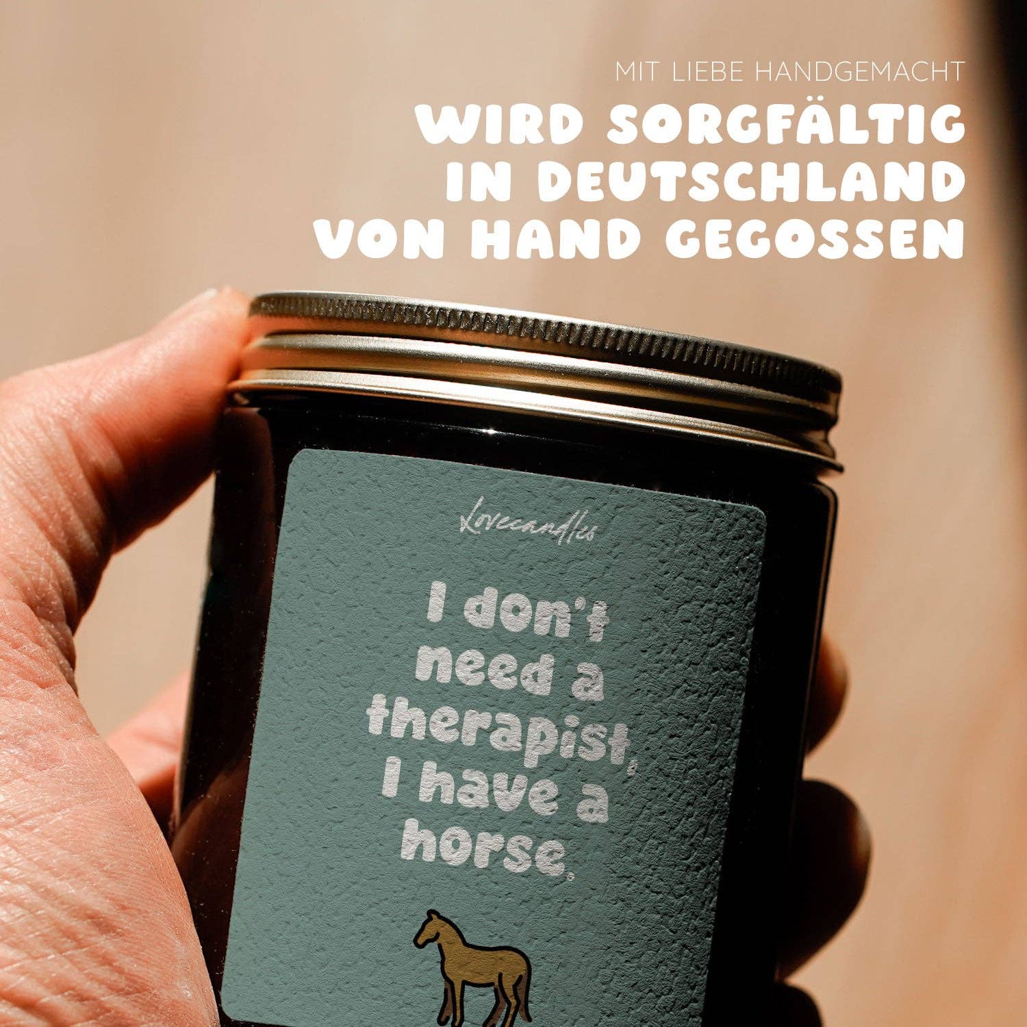Vanille Duftkerze - I don't need a therapist, I have a horse