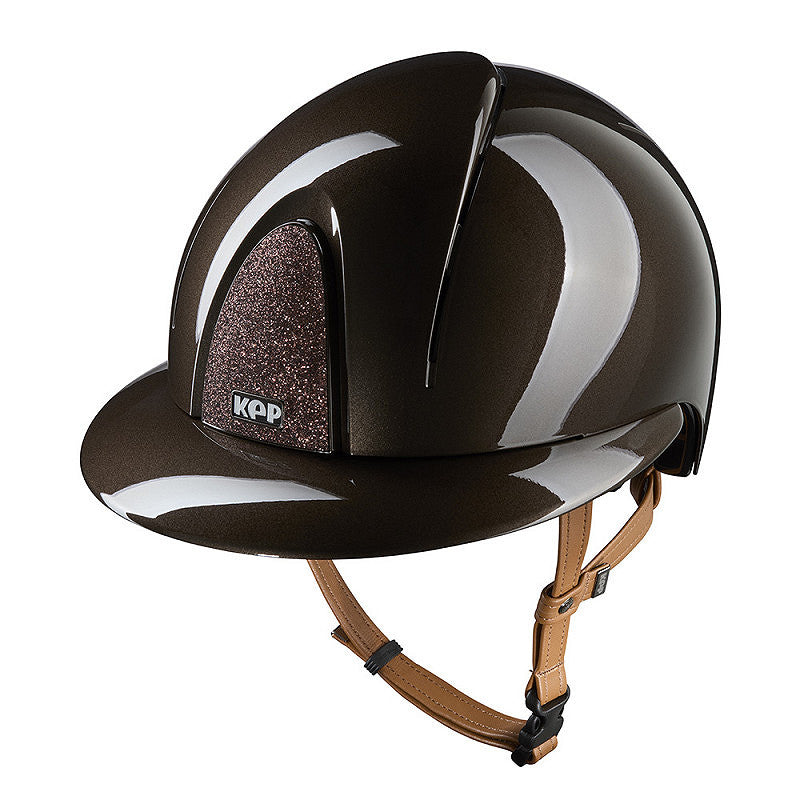 KEP Nova Reithelm Metal polish Glitzer Riemen Beige Polovisier