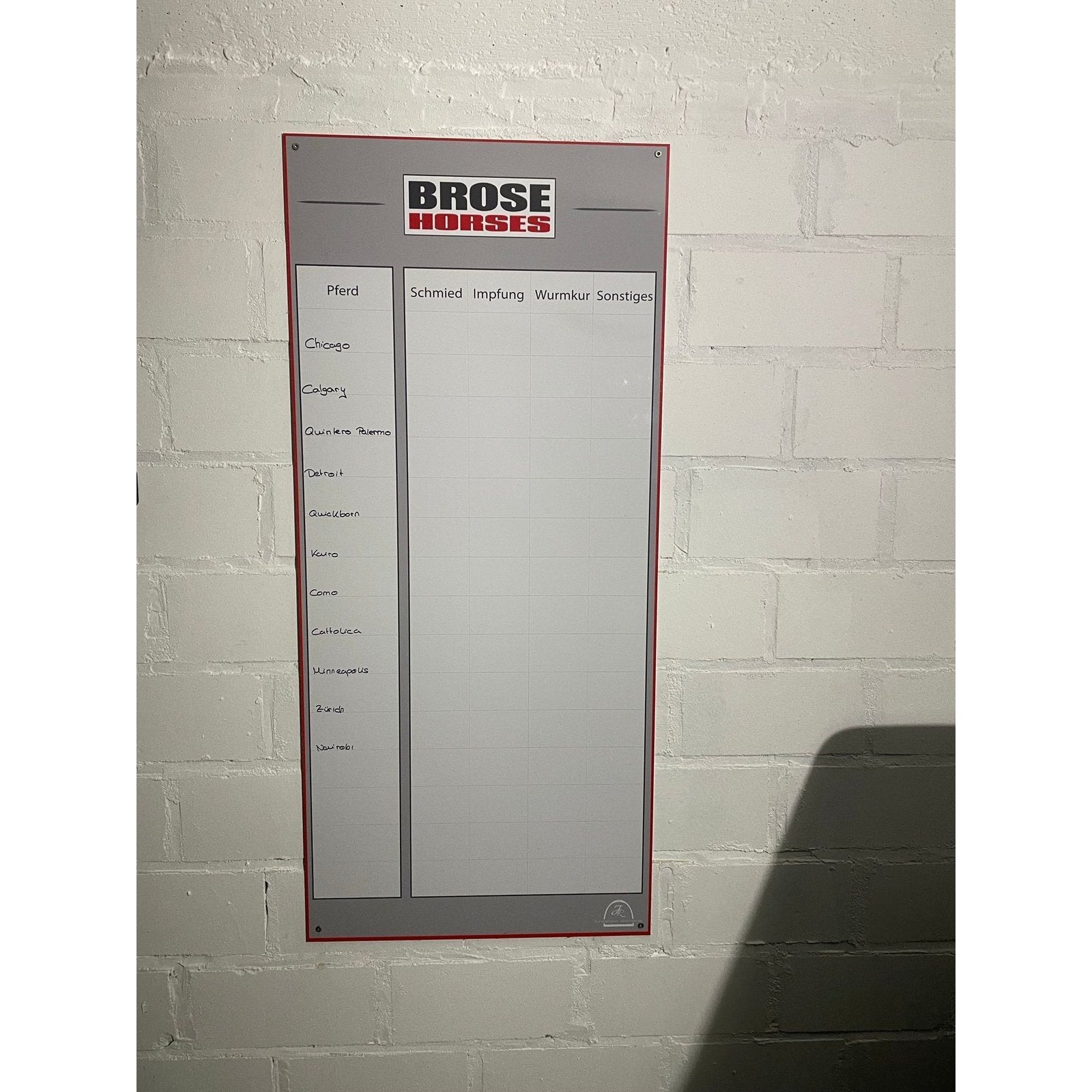 individuelle Stalltafel / Whiteboard